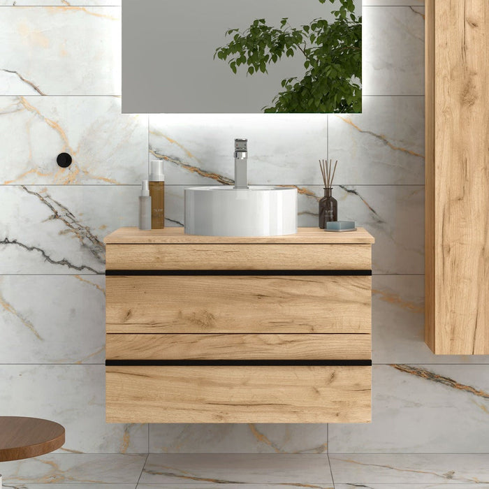 SALGAR BORN Mueble de Baño con Lavabo y Encimera Color Roble