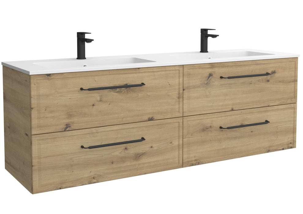 SALGAR 121807 RUNA Mueble de Baño 2 pozas Solid Surface 160cm Roble