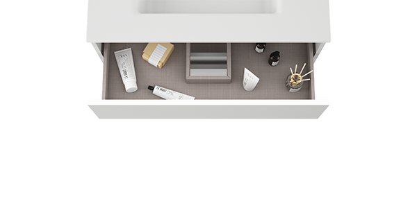 VISOBATH BOX Mueble de Baño con Lavabo Suspendido 2 Cajones Blanco Nieve Brillo