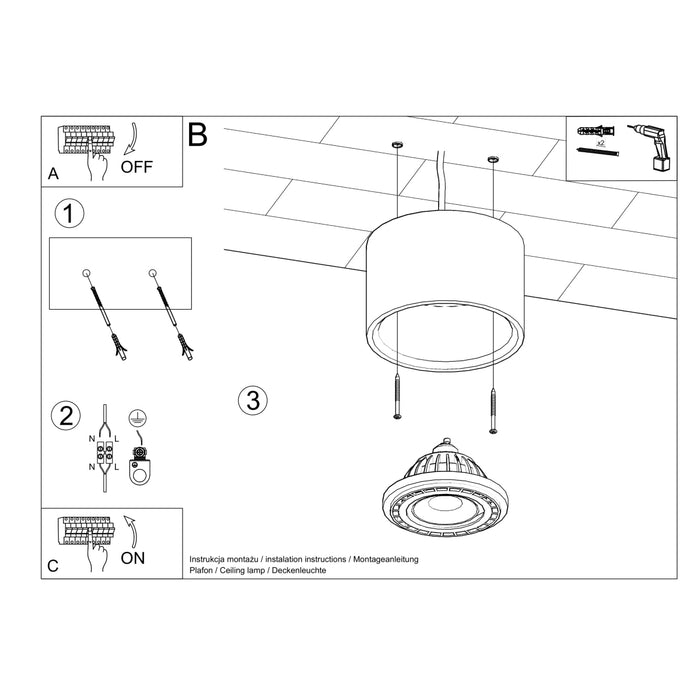 SOLLUX SL.0881 BASIC 1 Concrete Ceiling Lamp
