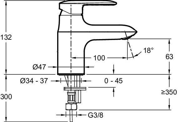 Jacob Delafon E99983-CP KUMIN Grifo monomando de lavabo con portacadenillas