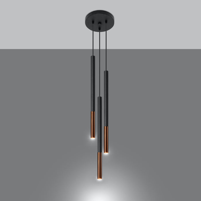SOLLUX SL.0890 Pendant Lamp MOZAICA 3P Black Copper