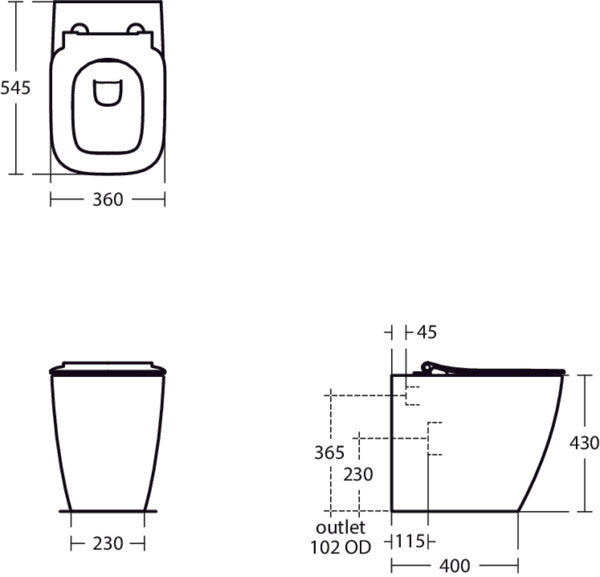 IDEAL STANDARD T458101 LIFE B BTW Toilet Bowl without Cistern without Lid White
