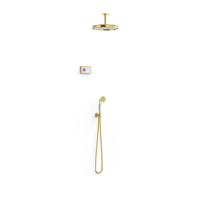 TRES 09226202OR TRES CLASIC 2-Way Built-in Electronic Thermostatic Faucet Kit Shower Technology for Shower 24K Gold