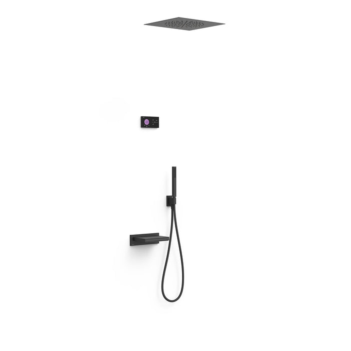 TRES 09288315NM SHOWER TECHNOLOGY Kit Grifo Termostático Electrónico Empotrado 3 Vías para Baño Ducha Negro Mate
