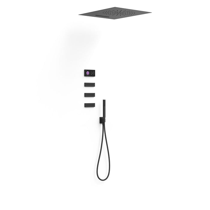 TRES 09288404NM SHOWER TECHNOLOGY Kit Grifo Termostático Electrónico Empotrado 4 Vías Shower Technology para Ducha Negro Mate