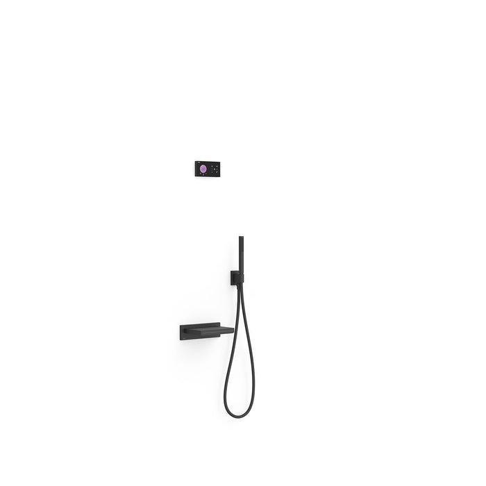 TRES 09288556NM SHOWER TECHNOLOGY Kit Grifo Termostático Electrónico Empotrado 2 Vías para Baño Ducha Negro Mate