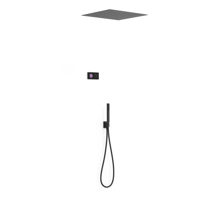 TRES 09288561NM SHOWER TECHNOLOGY Kit Grifo Termostático Electrónico Empotrado 2 Vías Shower Technology para Ducha Negro Mate