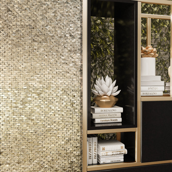 DUNE 187707 HALLEY GOLD 28,4x30 Mosaico Aluminio Hexagonal