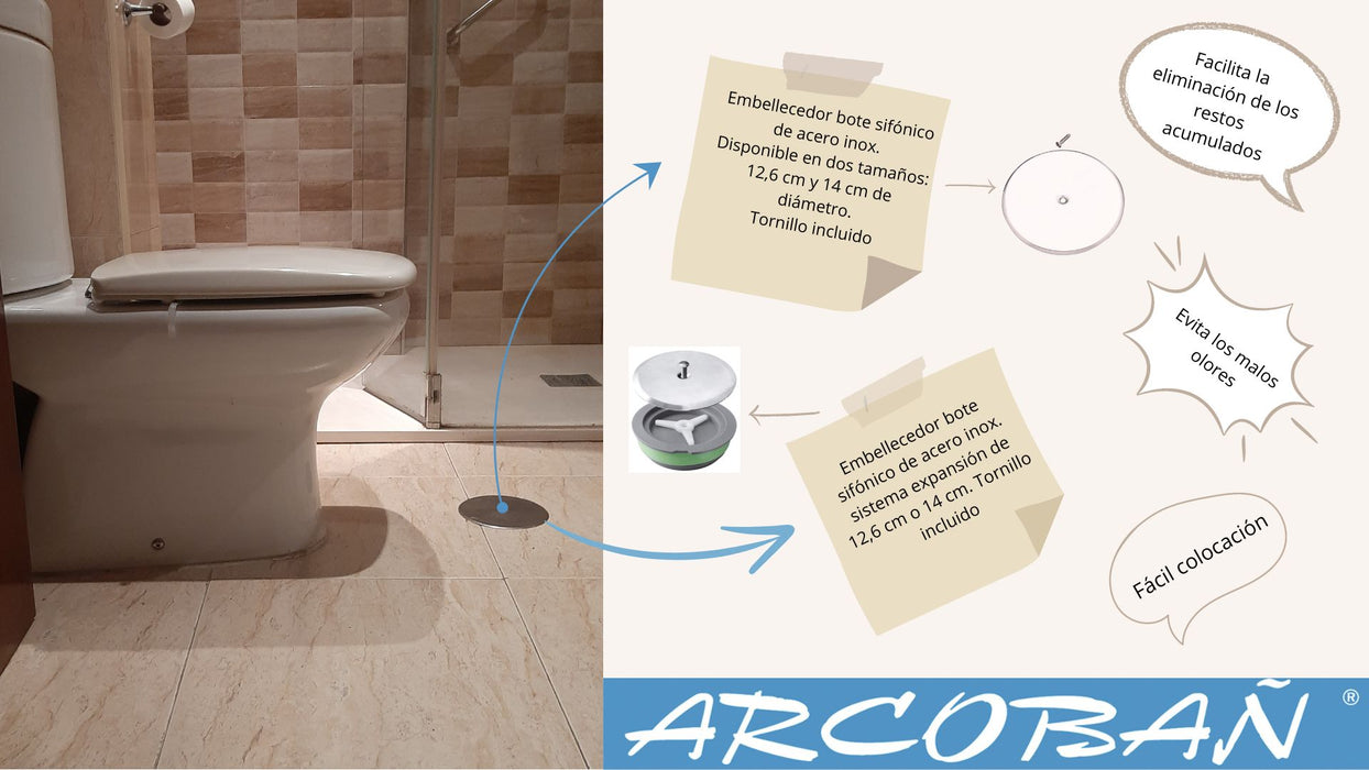 ARCOBAÑ 40TBCR14  Tapa Bote Sifonico Cromo 14cm