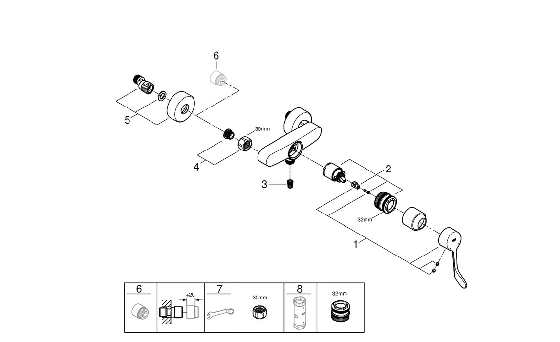 GROHE 23 923 003 EUROSMART Monomando de lavabo 1/2" tamaño M cromo