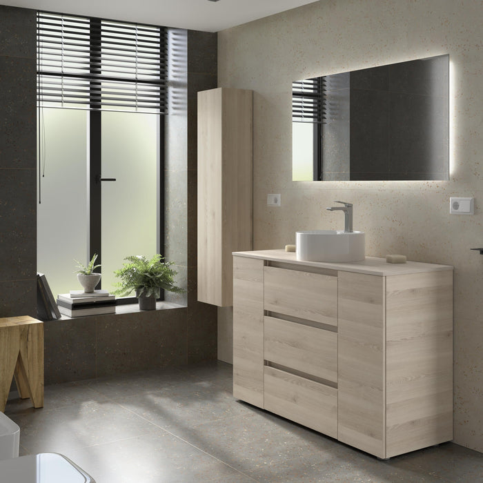 SALGAR BEQUIA PLUS Mueble 3C Lavabo sobre encimera 120 cm Natural