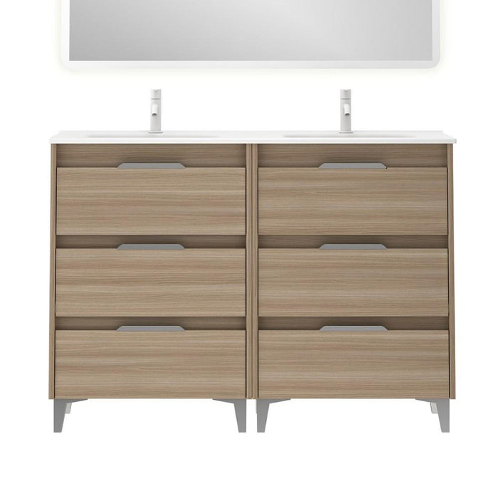 AMIZUVA C0073827 SUKI Mueble de Baño con Lavabo 6 Cajones 120 cm Nogal Arenado