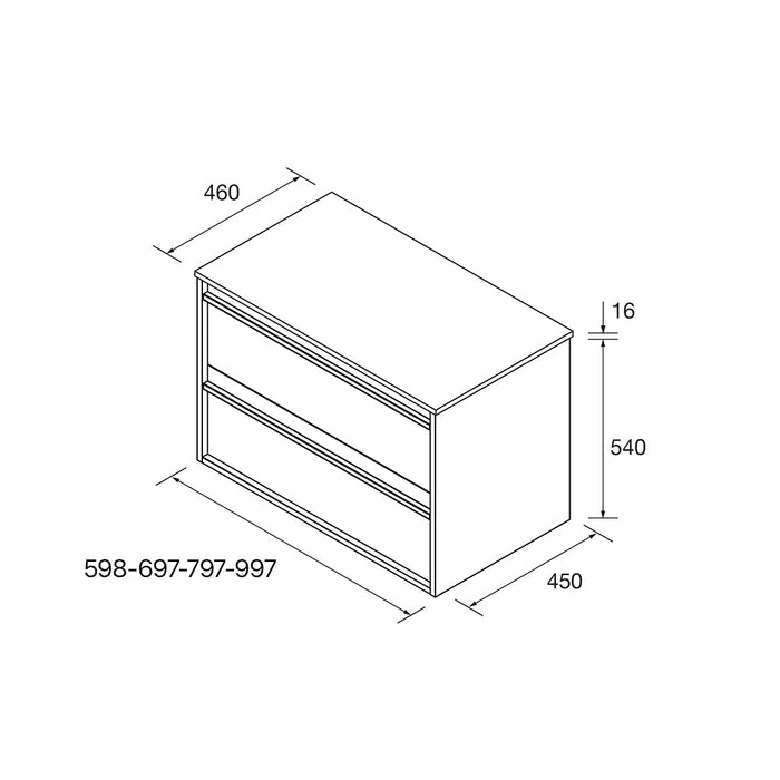 SALGAR ATTILA Bathroom Cabinet with Countertop Lid 2 Drawers Matte White Color