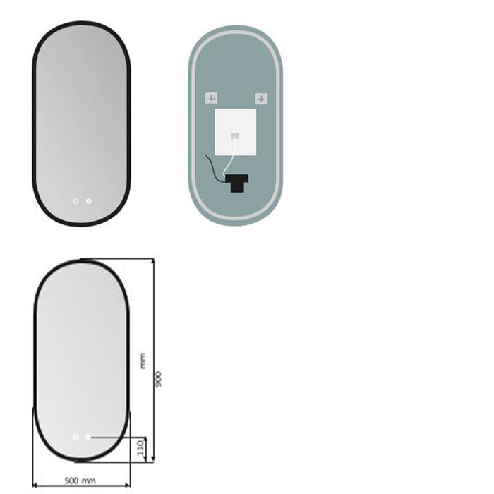 LEDIMEX TOKY022/90OC TOKYO Elliptical Backlit LED Mirror Brushed Gold 50x90 cm