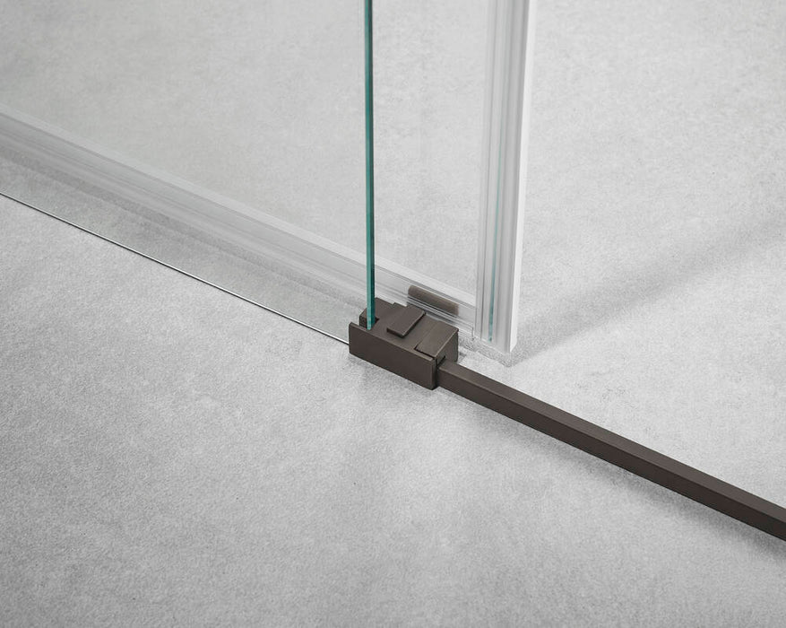 GME BASIC Mampara Frontal Ducha Corredera 1F+1C Titanio Vidrio Decorado