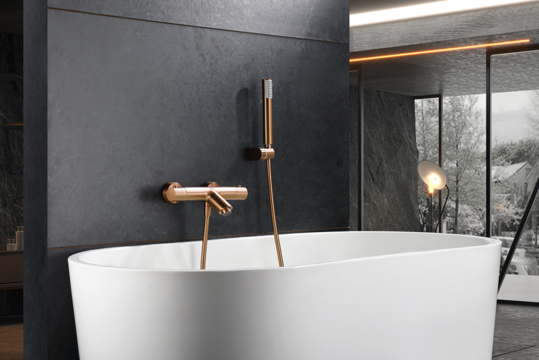 IMEX BTG053-4ORC GÉNOVA Grifo Termostático Para Bañera Oro Rosa Cepillado