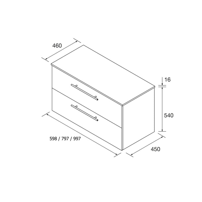 SALGAR SILANE Mueble de Baño con Tapa Encimera Color Verde Satinado Tirador Anodizado