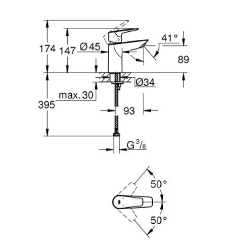 GROHE 23 330 001 BAUEDGE Single-lever Sink Faucet 1/2'' Chrome