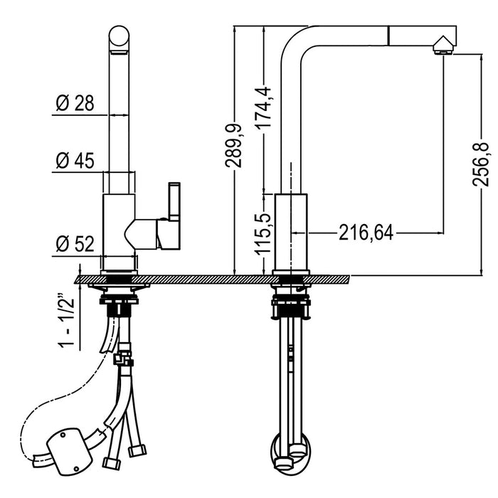 LLAVISAN L169514 Monomando Cocina Extraible Storm Gun Metal