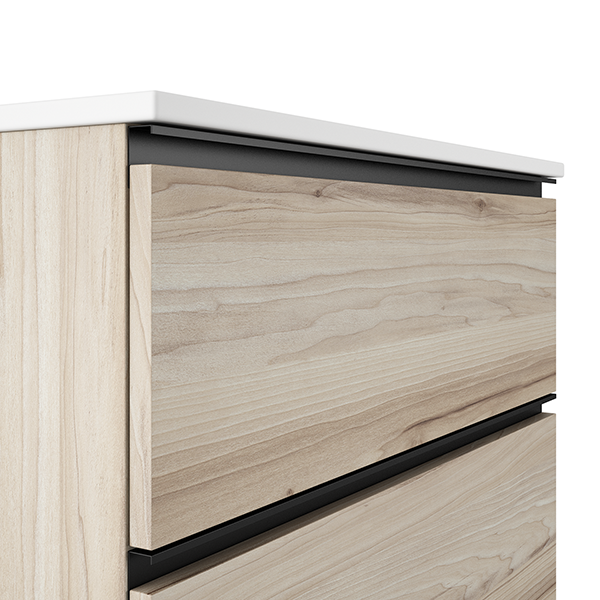 VISOBATH GRANADA Mueble de Baño con Lavabo Suspendido 2 Cajones Color Aliso Tirador Negro