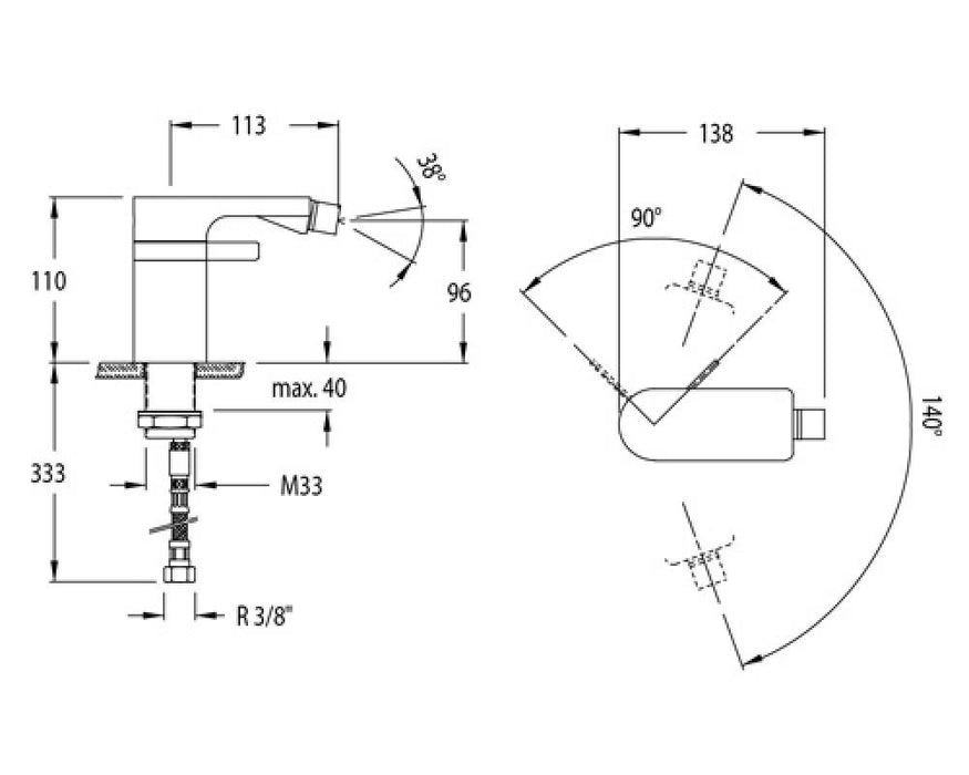 RAMONSOLER 2603NM AROLA Grifo Bidé Negro