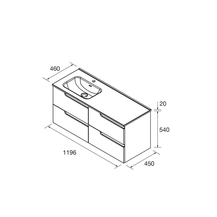 SALGAR 118664 VIMA Mueble+Lavabo 120 4C Nogal Seno Desplazado Izquierda