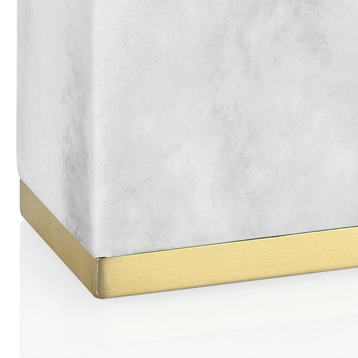 ANDREA HOUSE BA68123 Resin Polish Brush Holder Marble Effect Matte Gold Stainless Steel