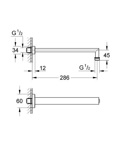 GROHE 27 709 000 Square shower arm of 286 mm