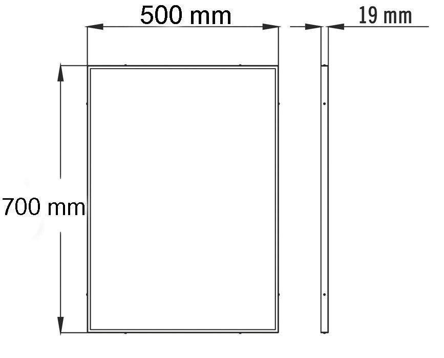 MEDICLINICS EP0350CS Espejo Rectangular Fijo con Marco 70x50 cm Acero Inox Satinado