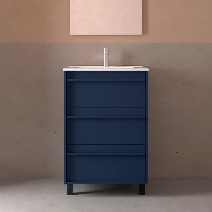 SALGAR ATTILA Mueble de Baño con Lavabo 3 Cajones Color Azul Mate