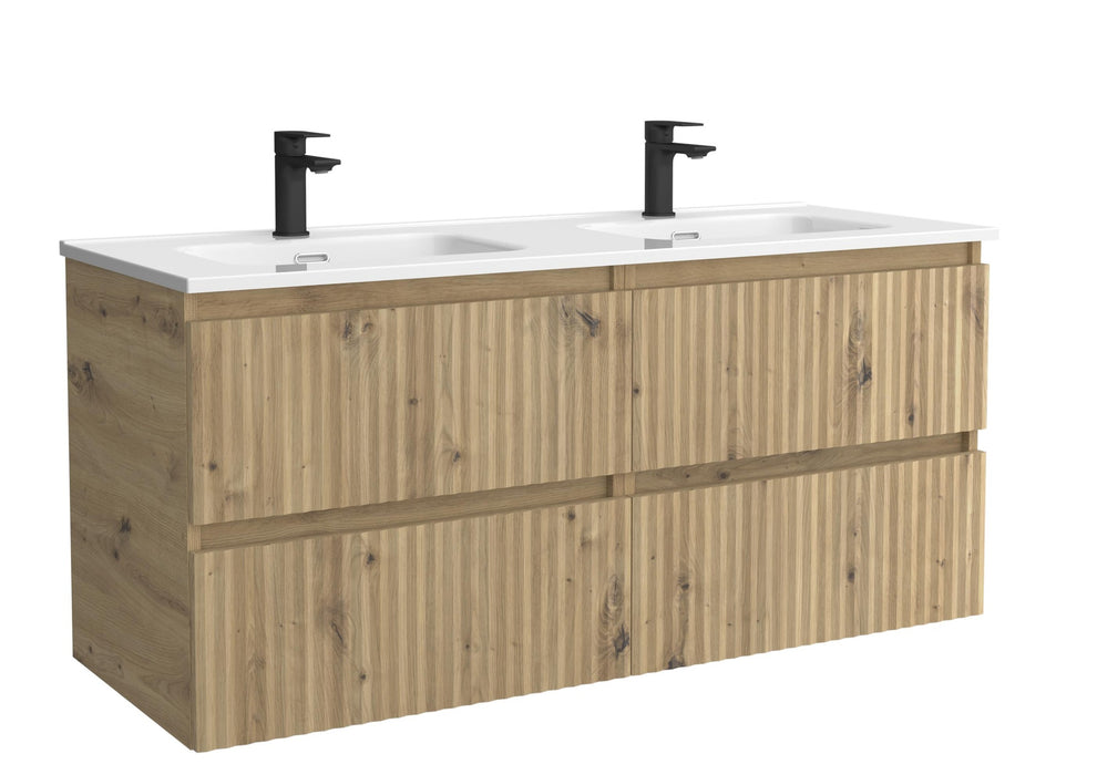 SALGAR 121746 KIRA Mueble de Baño 2 pozas Porcelana 120cm Roble