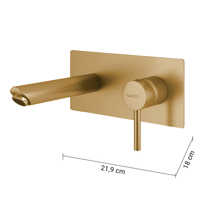 GEDY MXGA0788000 GARDA Grifo de pared para lavabo oro mate