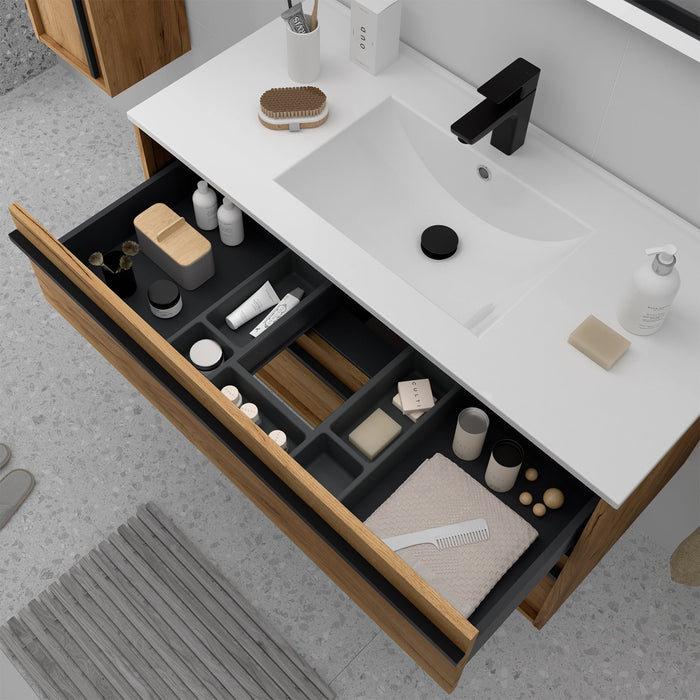 SALGAR ATTILA Mueble de Baño con Lavabo 2 Cajones Color Roble África