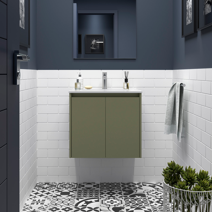 SALGAR NOJA Mueble de Baño con Lavabo 2 Puertas Color Verde Mate