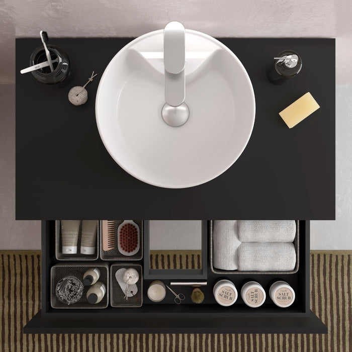 SALGAR BEQUIA Mueble de Baño con Tapa Encimera Color Negro Mate