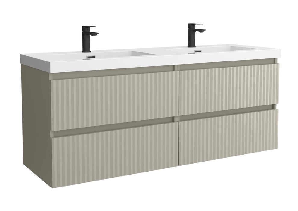 SALGAR 121749 KIRA Mueble de Baño 2 pozas Carga Mineral 140cm Gris mate