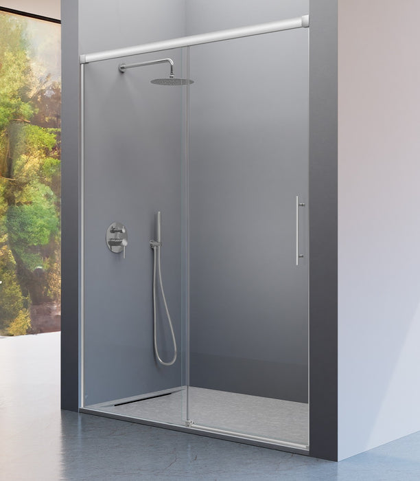KASSANDRA URBAN Fixed Shower Screen + Sliding Door Bright Silver Transparent