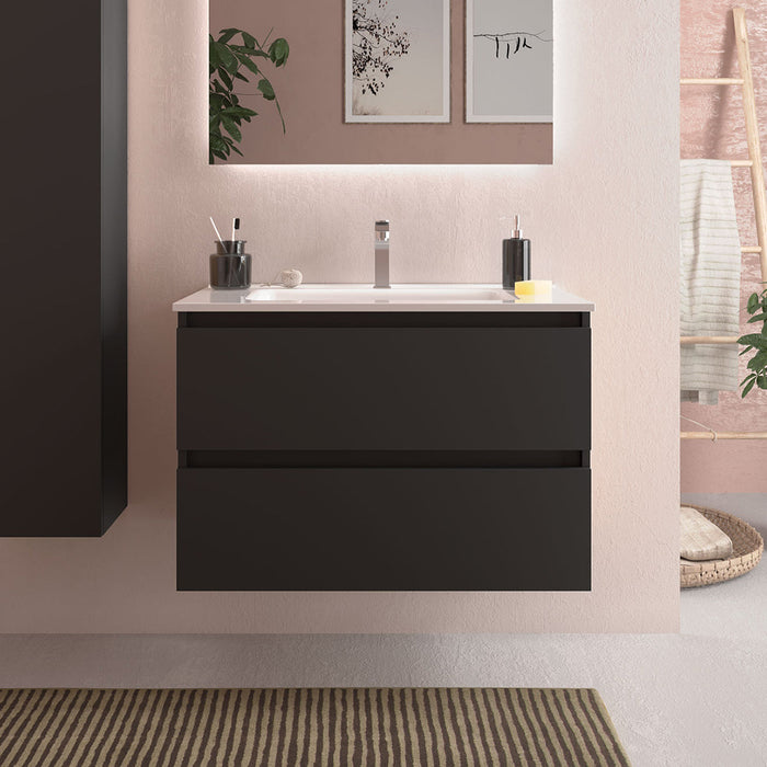 SALGAR BEQUIA Bathroom Cabinet with Sink Matte Black Color