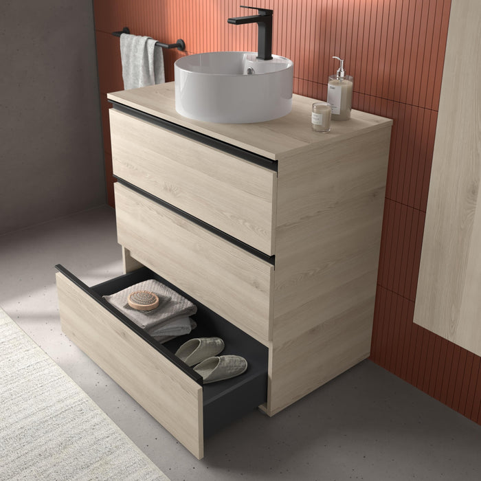 SALGAR BEQUIA METAL Mueble 3C Lavabo sobre encimera 120 cm Natural