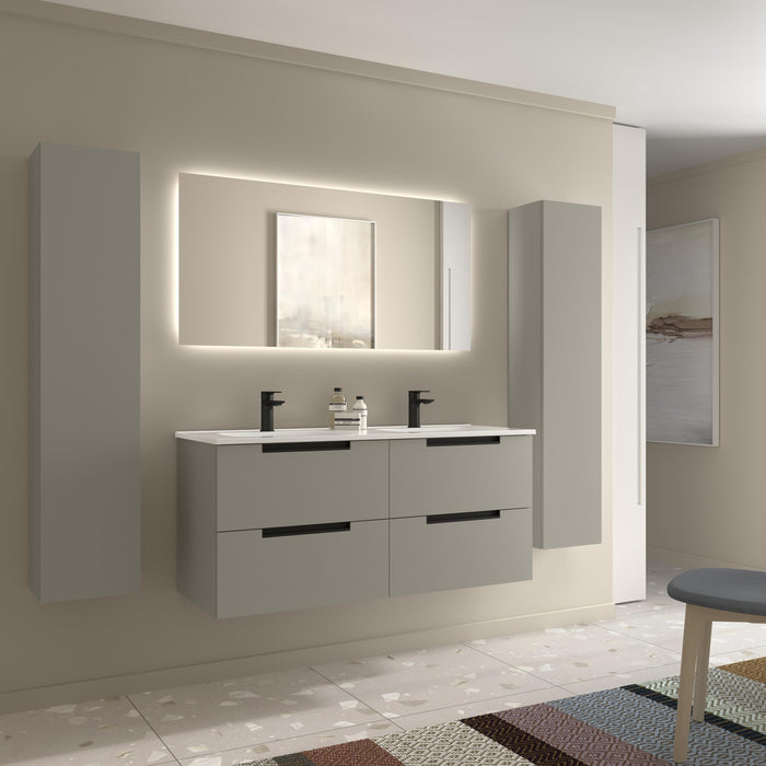 SALGAR 121981 LENI Mueble de Baño 2 pozas Porcelana 120cm Gris mate