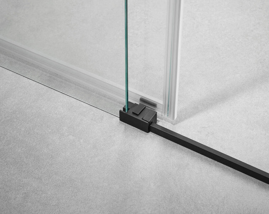 GME BASIC Mampara Frontal Ducha Corredera 1F+1C Negro Vidrio Transparente