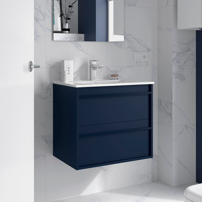 SALGAR ATTILA Mueble de Baño con Lavabo 2 Cajones Color Azul Mate