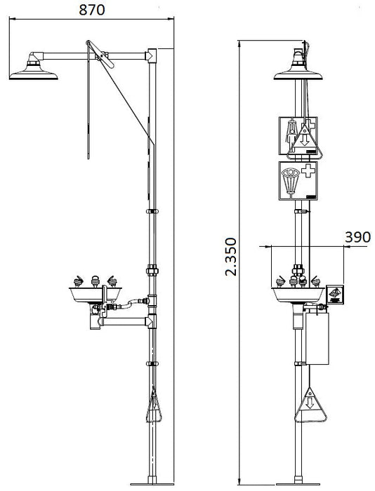 MEDICLINICS KN1909P KRUSMAN Ducha y Lavaojos/Lavacara de Emergencia