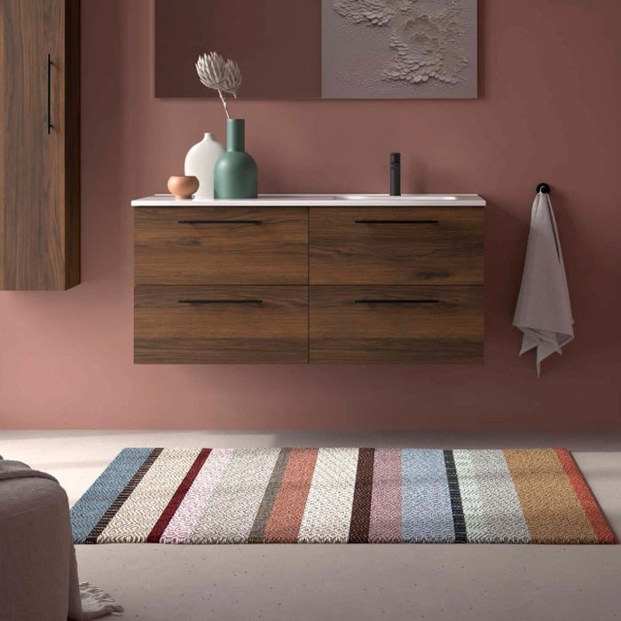 SALGAR 118735 SILANE Mueble+Lavabo 120 Nogal Maya Tirador Negro Con Encimera Izquierda