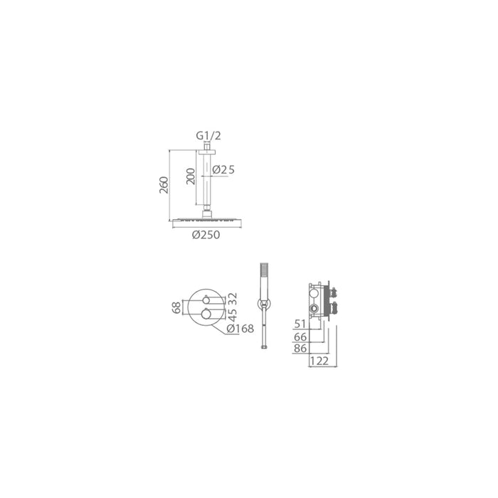IMEX GTS060/NG SALERNO Conjunto Ducha Termostático Empotrado Negro Mate