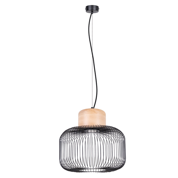 SOLLUX SL.1847 Lámpara colgante GABBIA 35 negro/madera natural