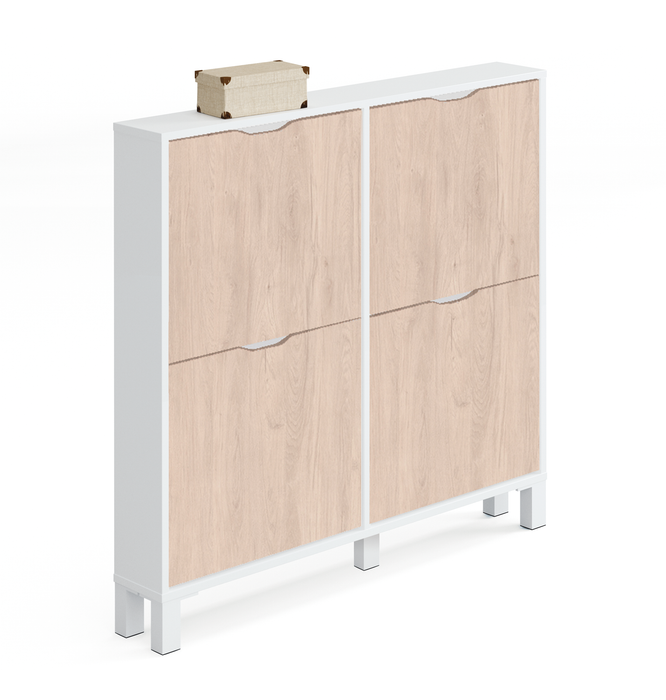 MUEBLES PITARCH Kay Shoe Rack White High Gloss/Aurora Oak