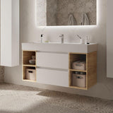 SALGAR 102231 BEQUIA Bathroom Furniture with Sink 120 2 Drawers and 4 Holes White Oak