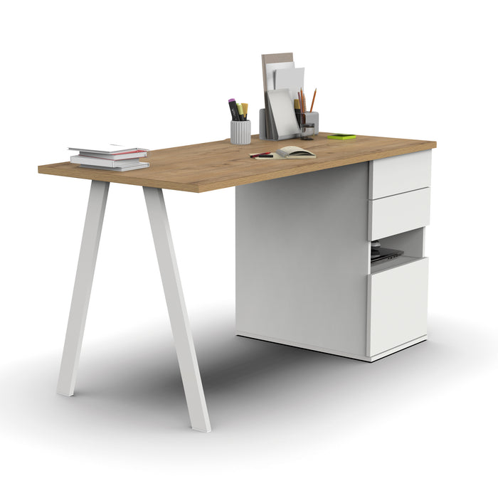 MUEBLES PITARCH Mesa Kiroba Blanco/Roble Gold/pata blanca